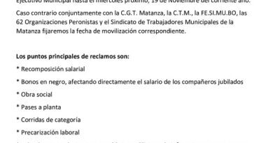 Estado de Alerta y Movilización en La Matanza