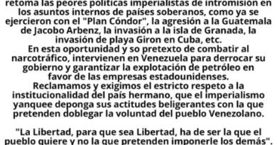 Comunicado del Pj de La Matanza en repudio al ataque de Estados Unidos en Venezuela