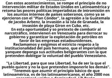 Comunicado del Pj de La Matanza en repudio al ataque de Estados Unidos en Venezuela