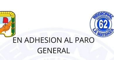 Las 62 Organizaciones Peronistas La Matanza adhieren al Paro General